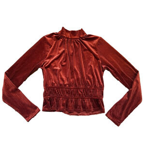 Lost + Wander Rust Velvet Blouse